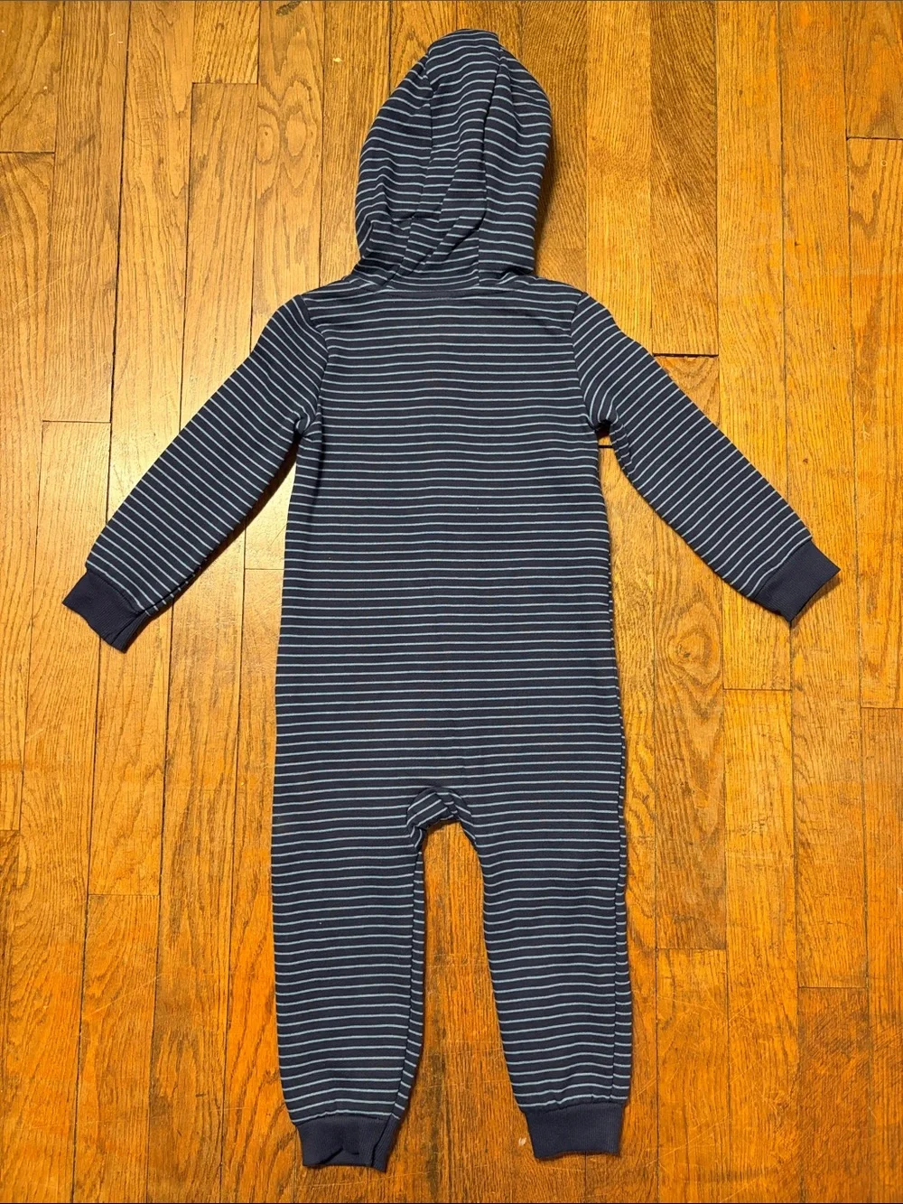 Carter's Navy and Light Blue Striped Hooded One-Piece